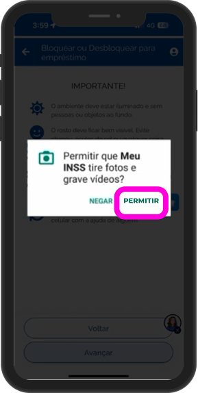 Instruçoes para desbloqueio beneficio inss, passo 11