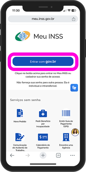 Instruçoes para desbloqueio beneficio inss, passo 3