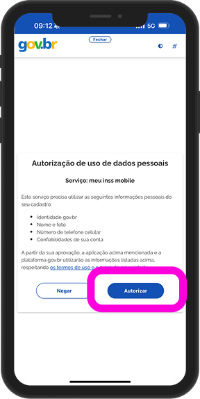 Instruçoes para desbloqueio beneficio inss, passo 4