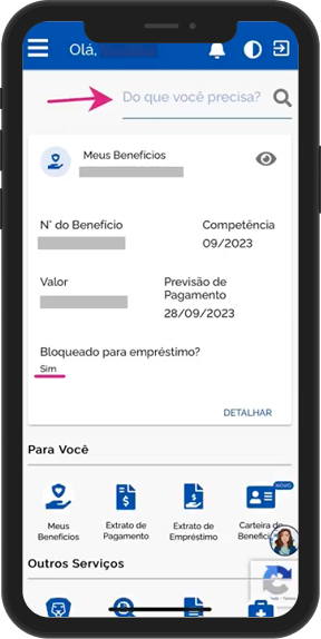 Instruçoes para desbloqueio beneficio inss, passo 6