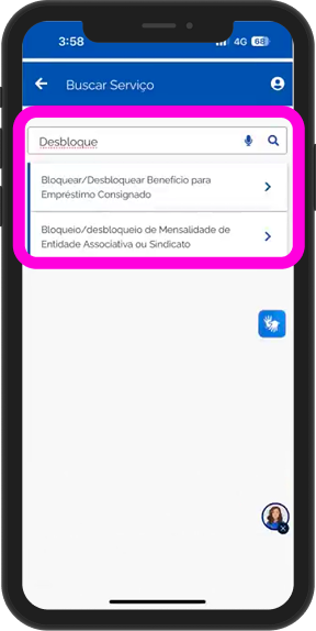 Instruçoes para desbloqueio beneficio inss, passo 7